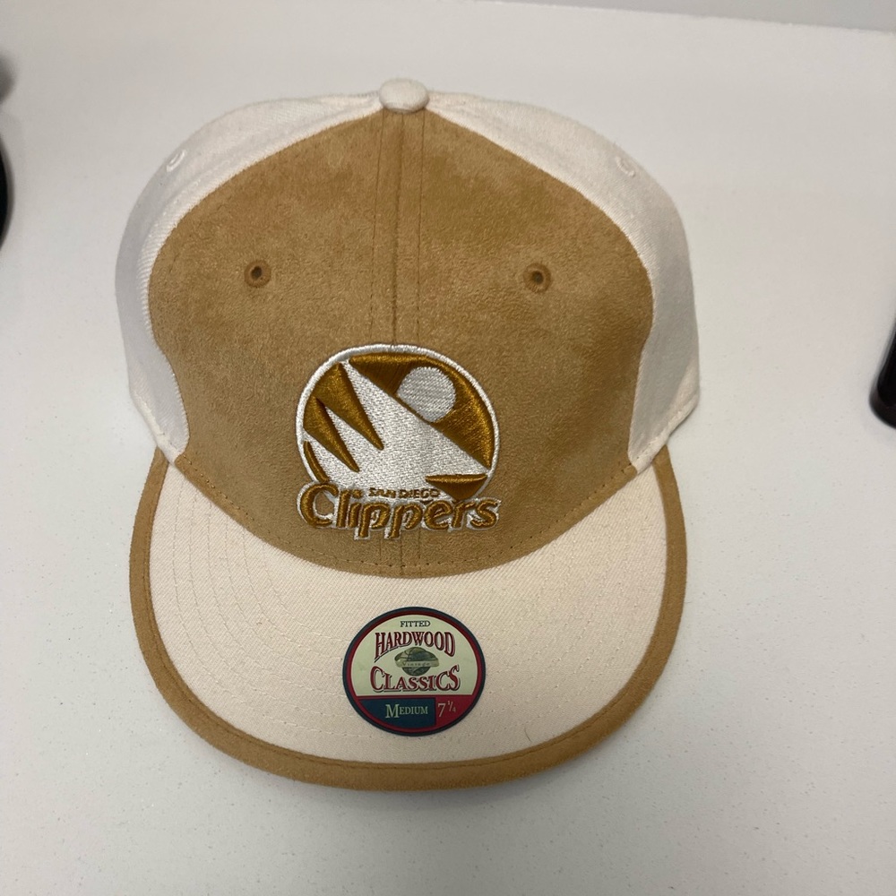 Los Angeles clippers, beige, suede ball cap, Hardwood Classics